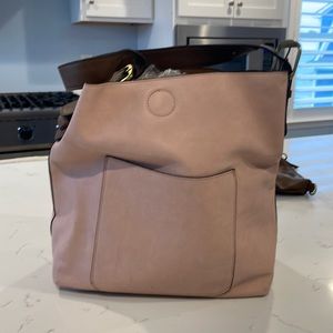 Pink/brown hobo bag with insert. 11x14